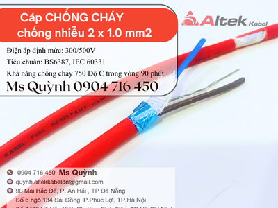 Cáp chống cháy chống nhiễu 2x1.0 Altek Kabel Quảng Ngãi, Đà Nẵng, Bình Định 2