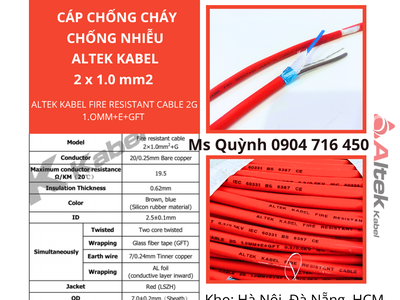 Cáp chống cháy chống nhiễu 2x1.0 Altek Kabel Quảng Ngãi, Đà Nẵng, Bình Định 1