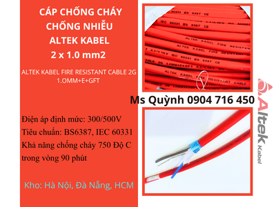 Cáp chống cháy chống nhiễu 2x1.0 Altek Kabel Quảng Ngãi, Đà Nẵng, Bình Định 0