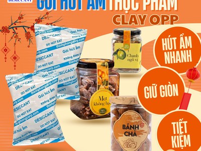 Bảo quản thực phẩm sấy và đồ ăn vặt hiệu quả với gói hút ẩm Clay Thịnh Phong 0