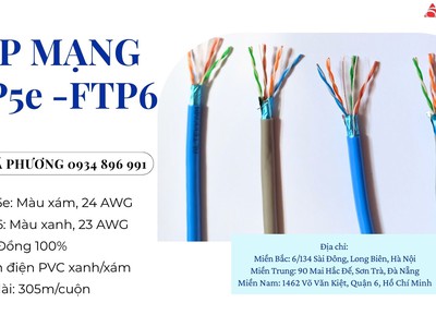Cáp Mạng Không Chống Nhiễu Ftp5e/Utp6 23awg/24awg 1