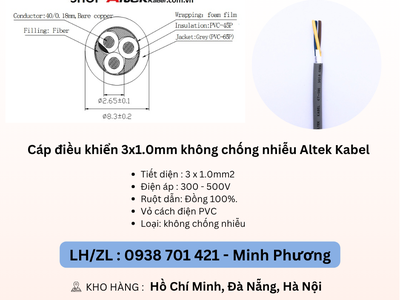 Cáp điều khiển 3 lõi không chống nhiễu Altek Kabel Đà Nẵng, Hà Nội, Hồ Chí Minh 3