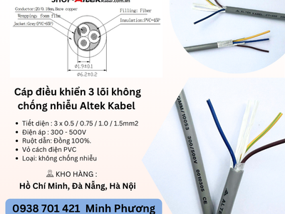 Cáp điều khiển 3 lõi không chống nhiễu Altek Kabel Đà Nẵng, Hà Nội, Hồ Chí Minh 0