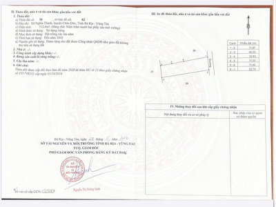 Chủ cần bán gần 12m dai 45m80tc  nghĩathành. cách ql 56 vài chục mét 0
