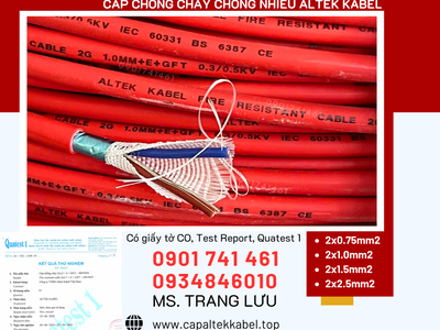 Cáp chống cháy chống nhiễu 2x0.75/2x1.0/2x1.5/2x2.5 Altek Kabel 2
