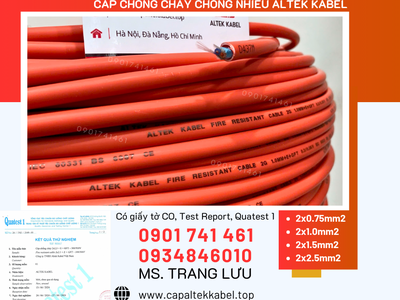 Cáp chống cháy chống nhiễu 2x0.75/2x1.0/2x1.5/2x2.5 Altek Kabel 3