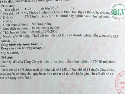 Bán đất công nghiệp   KCN MỸ PHƯỚC 3, BẾN CÁT, BD   14 HA 5