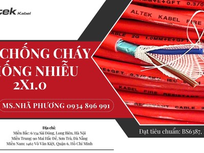 Cáp Chống Cháy Chống Nhiễu 2x1.0 mm2, BS6387, IEC 60331 Nghệ An, Hà Tỉnh, Hải phòng 0