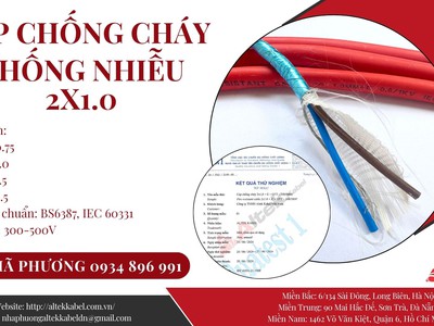 Cáp Chống Cháy Chống Nhiễu 2x1.0 mm2, BS6387, IEC 60331 Nghệ An, Hà Tỉnh, Hải phòng 1