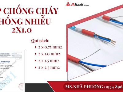 Cáp Chống Cháy Chống Nhiễu 2x1.0 mm2, BS6387, IEC 60331 Nghệ An, Hà Tỉnh, Hải phòng 2