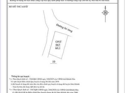 Bán đất 2 mặt hẻm oto thôn cư thạnh xã suối hiệp - diện tích 60m2 full ont - ngang 5.81m. hướng 4