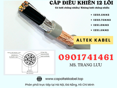 Cáp điều khiển 12x0.5/12x0.75/12x1.0/12x1.5 Altek Kabel 0