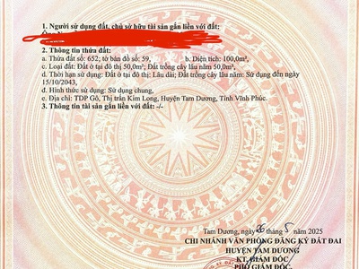 Sở hữu ngay lô đất đẹp - giá tốt - vị trí đắc địa tại tt kim long, tam dương, vĩnh phúc 4