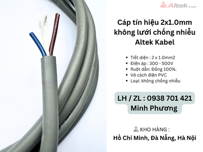 Cáp tín hiệu 2x1.0mm không lưới chống nhiễu Altek Kabel Đà Nẵng, Hà Nội, Bình Định 3