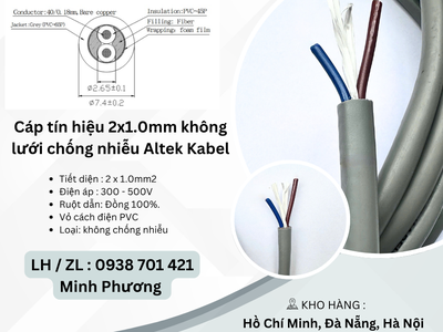 Cáp tín hiệu 2x1.0mm không lưới chống nhiễu Altek Kabel Đà Nẵng, Hà Nội, Bình Định 0