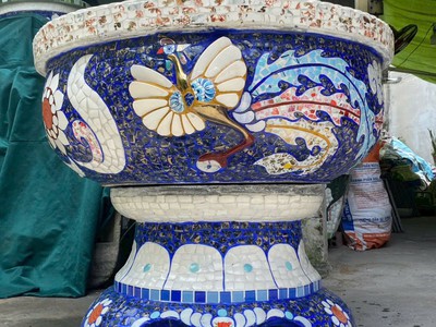 Chậu hoa chậu cảnh chậu hoa dán miễng , ghép sành sứ chậu to 13