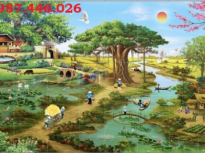 Tranh gạch men làng quê HP57822 5