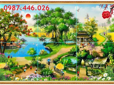 Tranh gạch men làng quê HP57822 7