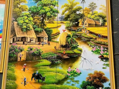 Tranh gạch men làng quê HP57822 9