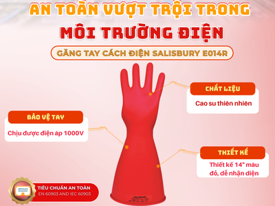 Găng tay cách điện Salisbury E014R   An toàn trước điện 1000V 0