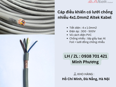 Cáp điều khiển có lưới chống nhiễu 4x1.0mm2 Altek Kabel Hà Nội, Đà Nẵng, Huế 2