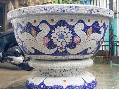 Chậu hoa   chậu cảnh   chậu hoa dán miễng , ghép sành sứ   chậu to 10