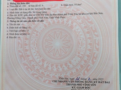 Bán đất phân lô khu Bắc Sơn, Đồng Tâm, Vĩnh Yên, Vĩnh Phúc. Giá chỉ 1.9 tỷ 5