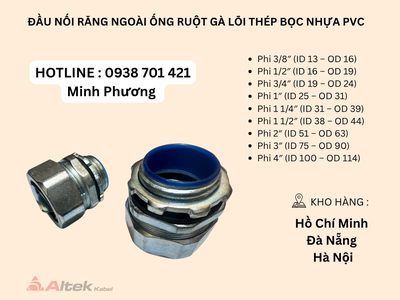 Phụ kiện ống ruột gà lõi thép bọc nhựa PVC Đà Nẵng, Hà Nội, Quảng Bình 1