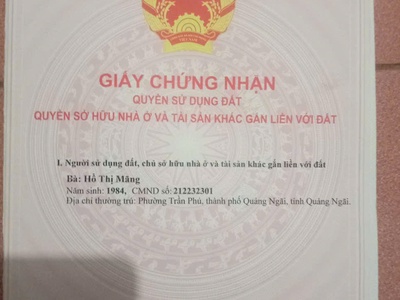 Cần bán nhanh lô đất đẹp, vị trí đắc địa tại trung tâm xã tịnh ấn tây, thành phố quảng ngãi. 0