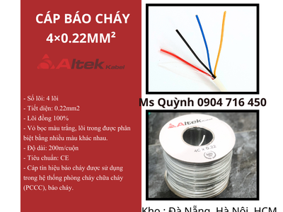 Cáp báo cháy 4x 0.22mm2 Altek Kabel Đà Nẵng, Sài Gòn, Hà Nội 2