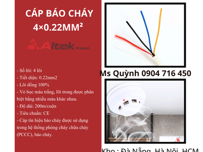 Cáp báo cháy 4x 0.22mm2 Altek Kabel Đà Nẵng, Sài Gòn, Hà Nội 1