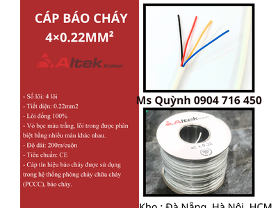 Cáp báo cháy 4x 0.22mm2 Altek Kabel Đà Nẵng, Sài Gòn, Hà Nội 0