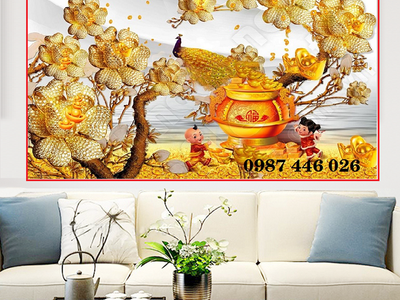 Gạch tranh 3d phòng khách HP6745 5
