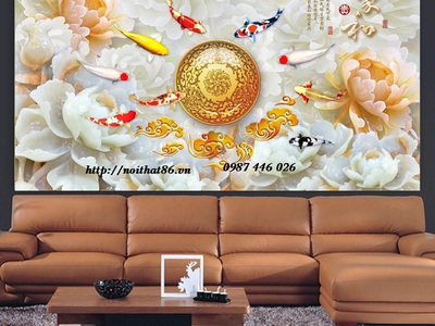 Gạch tranh 3d các chép cửu ngư đồ HP9283 7