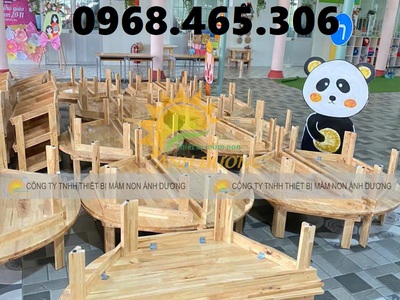 Bàn gỗ mầm non chất lượng cao, bàn gỗ mẫu giáo 3