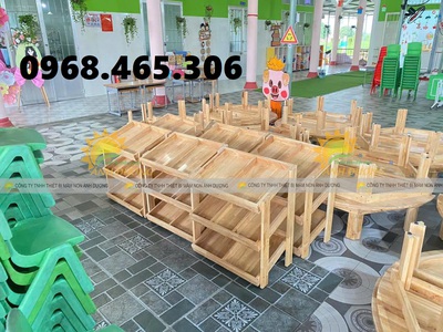 Bàn gỗ mầm non chất lượng cao, bàn gỗ mẫu giáo 4