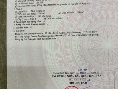 Bán nhà 71m2, hẻm 6m hương lộ 3, p. bình hưng hòa, cách aeon tân phú 100m, giá 5.6 tỷ 0