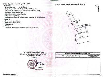 Đất đẹp - giá tốt -  bán nhanh lô đất mặt tiền tỉnh lộ 833b xã lạc tấn, tân trụ, long an 1