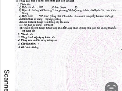 Chính chủ bán lô đất mặt tiền đường võ trường toản, p. vĩnh quang, rạch giá 2