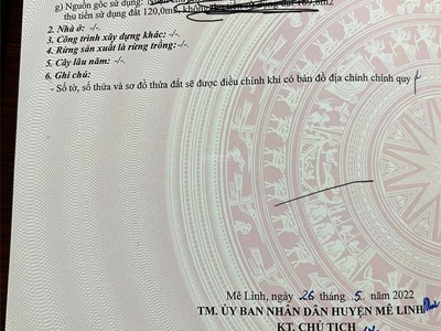 Đất thổ cư tổ 9 thị trấn quang minh mê linh hn, mặt tiền 16m nở hậu sâu 18m đường ôtô 4m 3