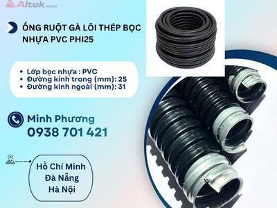 Ống ruột gà lõi thép bọc nhựa PVC phi 25 Đà Nẵng, Quảng Ngãi, Huế 3