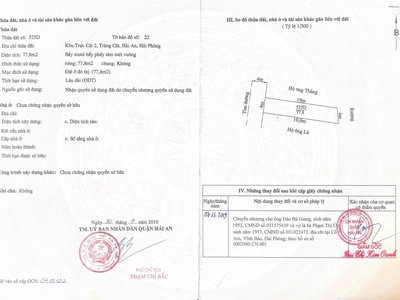Bán đất đường nhựa 8m tại Cát Vũ   Tràng Cát dt 77,8m2 đối diện khu TĐC oto đỗ cửa thoải mái. 0