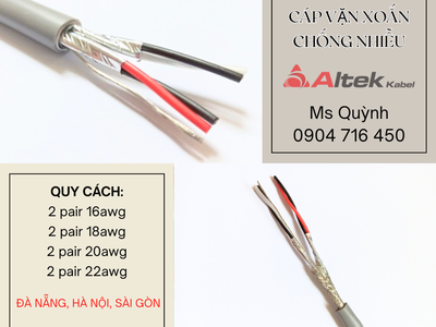 Cáp tín hiệu vặn xoắn chống nhiễu 2 Pair 16/ 18/ 20/ 22 Awg Altek Kabel 1