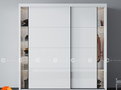 Tủ Quần Áo MDF Cánh Lùa Màu Trắng TAL018 1