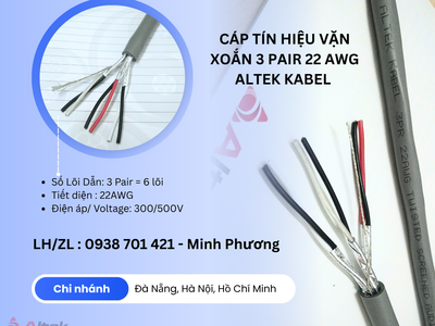 Cáp tín hiệu vặn xoắn 3 pair 22 awg Altek Kabel Đà Nẵng, Bình Định, Phú Yên 1