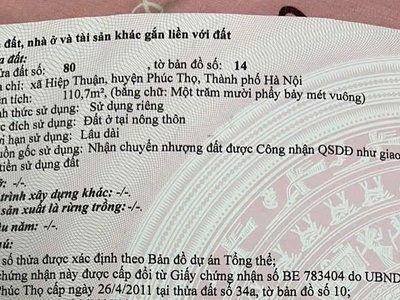Cần bán đất 110,7 m2 full thổ cư - giá chỉ 4 tỷ 800 triệu - huyện phúc thọ - hà nội 3
