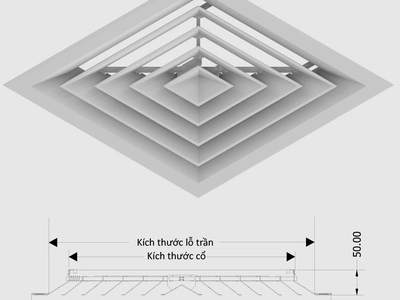 Chuyên phân phối sỉ lẻ Miệng gió khuếch tán 4 hướng cho Điều hòa giấu trần tại TPHCM 0