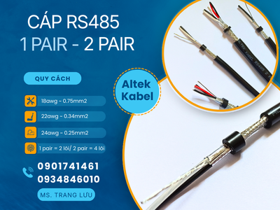 Cáp RS485 1pair 18awg/1pair 22awg/ 1pair 24awg/ 2pair 18awg/ 2pair 22awg/ 2pair 24awg 0