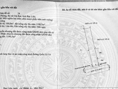Bán đất 1290.5m ngang 14m giá 77 tỷ phường giá rai 0