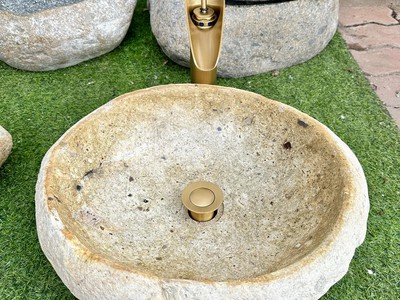 Bồn rửa mặt, rửa tay Lavabo đá tự nhiên màu vàng HD-LBD01 9
